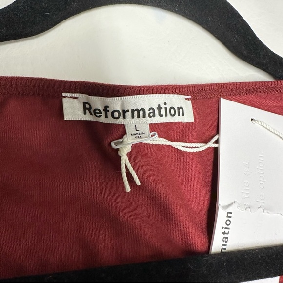 Reformation Wine Long Sleeve Dress square neck size Large nwt - Picture 6 of 9